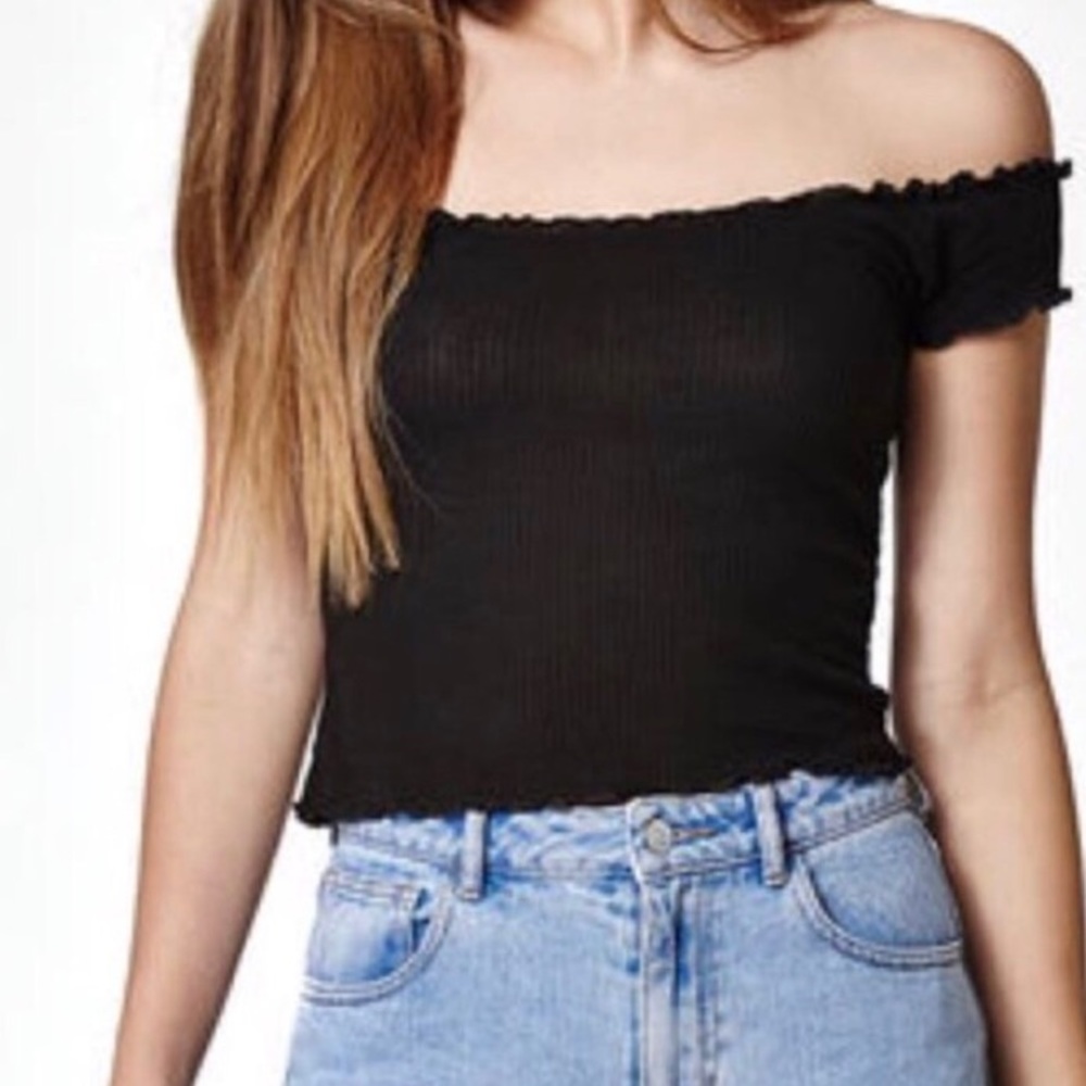 Brandy Melville Black Off the Shoulder Top